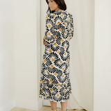 Lucille Split V Neck Long Dress with Sleeves