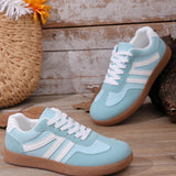 Joy Faux Suede PU Leather Color Block Patchwork Lace-up Shoes
