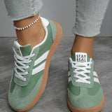 Kira Varsity Color Block Patchwork PU Leather Lace Up Shoes