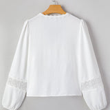 Rosalie Floral Guipure Lace Patchwork Frilled Long Sleeve Blouse