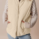 PREORDER Scottie Solid Color Corduroy Puffer Vest Coat - Beige | Dropship