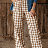 Gingham Tie Elastic Waist Shift Pants
