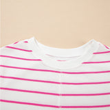 Clementine Stripe Casual Tee and Wide Leg Pants Set - Rose