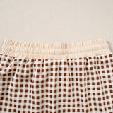 Gingham Crew Neck Long Sleeve Top and Skort Set