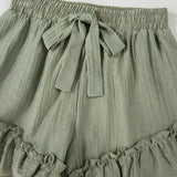 Dahlia Tie Waist Ruffle Hem Shorts
