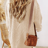 Cable Knit Drop Shoulder Loose Fit Sweater Dress