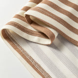 PREORDER Kimberly Stripe Short Puff Sleeve Contrast Trim Round Neck Tee - Brown | Dropship