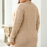 Cable Knit Drop Shoulder Loose Fit Sweater Dress
