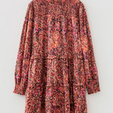 Lilith Long Sleeve Shirred High Neck Loose Mini Dress | Dropship