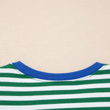 PREORDER - Elsa Stripe Drop Shoulder Boxy Casual Terry Short Set - Green