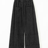 Hannah Mineral Wash Exposed Seam Wide Leg Cargo Pants - Black | Dropship