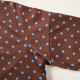 Jane Polka Dot Drawstring Wide Leg Long Sleeve Top Pant Set
