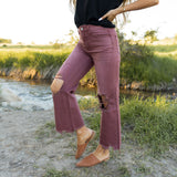 Channing Cropped Flare Jeans - Sangria - Vervet