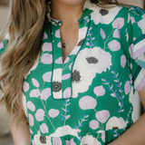 Leila V Neck Ruffled Short Sleeve Flower Maxi Dress