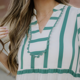Tiffany Ricrac Trim Notched Neck Half Sleeve Vacation Dress