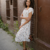 Estelle Smocked Square Neck Ruffle Short Sleeve Dress