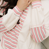 Bennie Stripe Stitched Detail Color Block Pullover Top