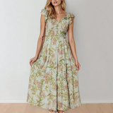 Kennedy Smocked Bodice Ruffled Sleeveless Tiered Floral Maxi Dress (wait for sample)