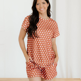 Paityn Polka Dot Print Short Set - Caramel