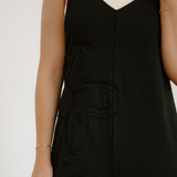 Zinnia Raw Seam Big Flower Patched Loose Overall Jumper