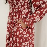 Lydia Sleeve Square Neck Smocked Maxi Dress