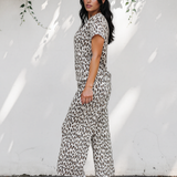 Feel Good Set Leopard Print Casual Tee and Pants 2pcs Outfit - Beige