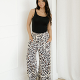 Kahlani Leopard Drawstring Wide Leg Cropped Pants