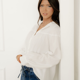 Mabel Crinkled Texture Button Down Loose Shirt