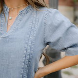 V Neck Denim Top | Dropship