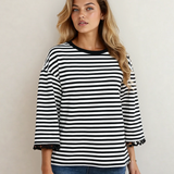 Amira Lace Trim Bell Sleeve Top - Black