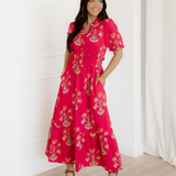 Neve Frilled V Neck Short Sleeve Ruffle Maxi Dress