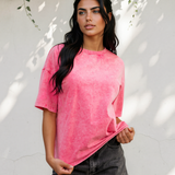 Campbell Cotton Mineral Washed Oversize Tee - Pink