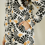 Lucille Split V Neck Long Dress with Sleeves
