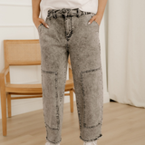 Shiloh Acid Wash Tie Waist Denim Pants