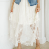 Lace Cascading Tiered High Waist Maxi Skirt