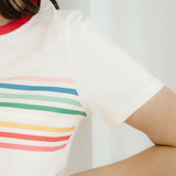 Melanie Rainbow Stripe Print Crewneck T Shirt