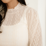 Molly Long Sleeve Mock Neck Sheer Lace Top