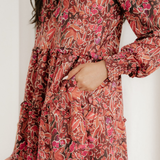 Lilith Shirred High Neck Loose Mini Dress