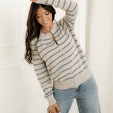 Ariana Button Front Ribbed Trim Short Cardigan