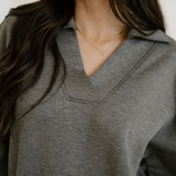 Sylvie Collared V Neck Pullover Sweatshirt Sweatpants Set