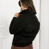 Georgie Zip-Up Pocket Quilted Jacket - Black