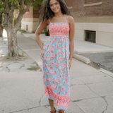 Hattie Bohemian Ethnic Print Spaghetti Straps Vacation Maxi Dress