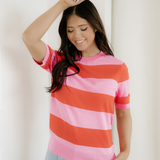 Striped Knitted Sweater Tee - Pink