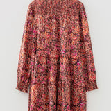 Lilith Long Sleeve Shirred High Neck Loose Mini Dress | Dropship