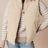 PREORDER Scottie Solid Color Corduroy Puffer Vest Coat - Beige | Dropship