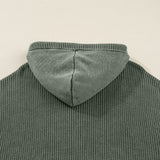 Maeve Mineral Wash Ribbed Knit Drawstring Hooded Sweater | Dropship