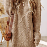 Cable Knit Drop Shoulder Loose Fit Sweater Dress