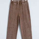 Lola Mineral Wash Seam Detail Elastic Waist Barrel Pants
