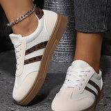 White Textured Woven Leopard Patchwork Flat Sneakers