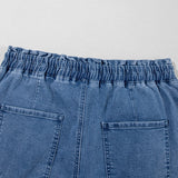 Monroe Blue Drawstring High Waist Casual Denim Shorts